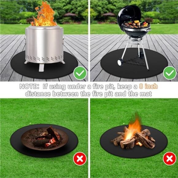 Fire Pit Mat Solo Stove Bonfire Under Grill Mat, Oil-proof‎ Waterproof BBQ Pad - Picture 6 of 6